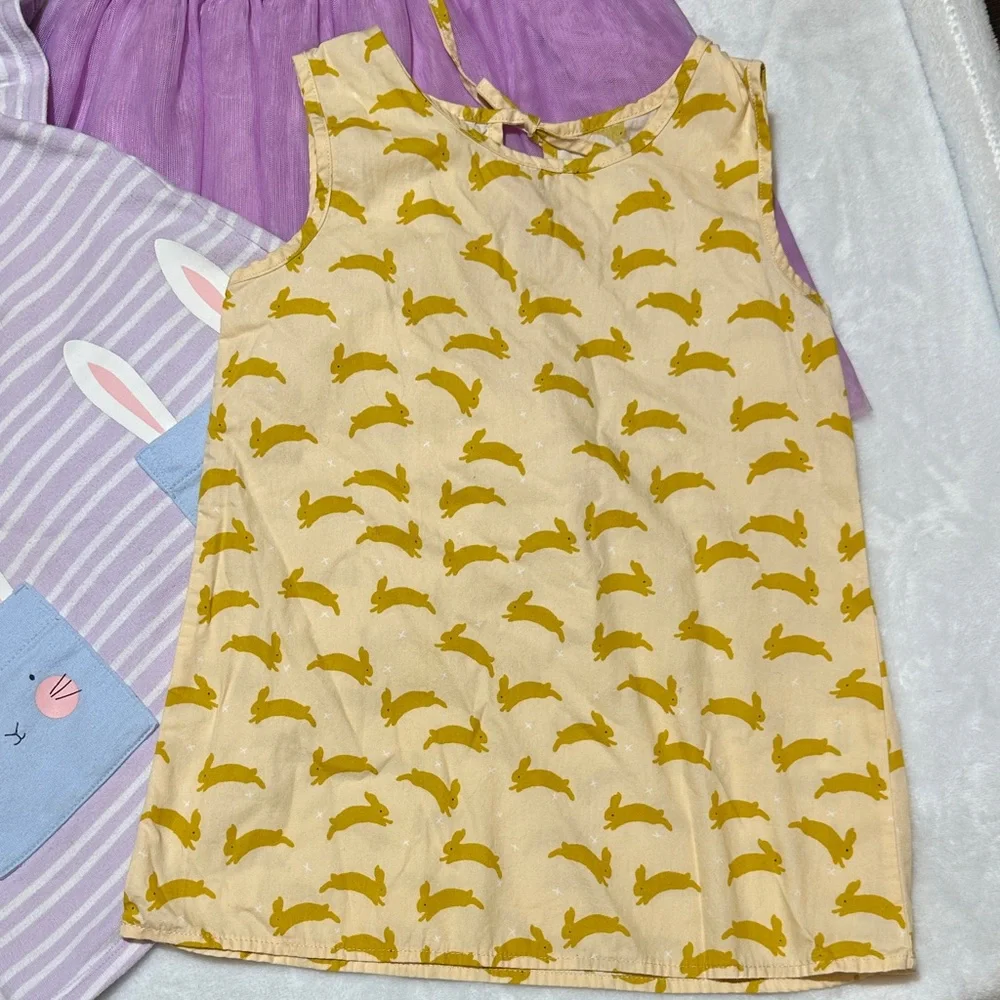 EUC girls 4pc Easter bunny bundle-3 dresses & pair of pajamas 3t